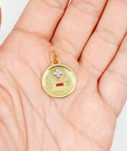Augis - Pendentif médaille d'amour en or 18k, rubis et diamants 58 Facettes A07685