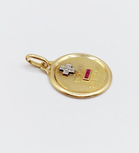Augis - Pendentif médaille d'amour en or 18k, rubis et diamants 58 Facettes A07685