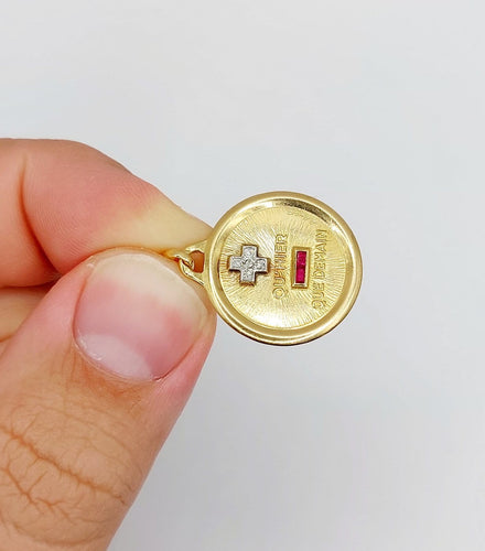 Augis - Pendentif médaille d'amour en or 18k, rubis et diamants 58 Facettes A07685