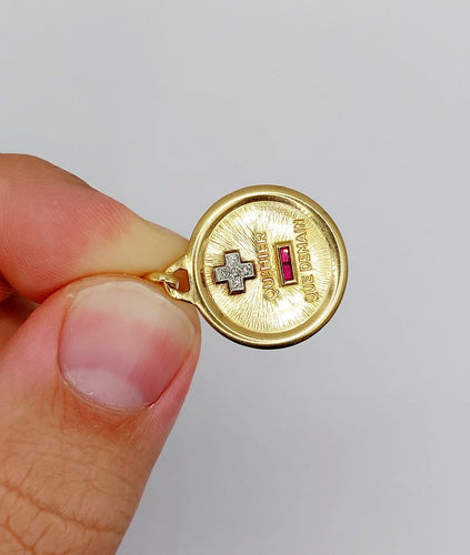 Augis - Pendentif médaille d'amour en or 18k, rubis et diamants 58 Facettes A07685