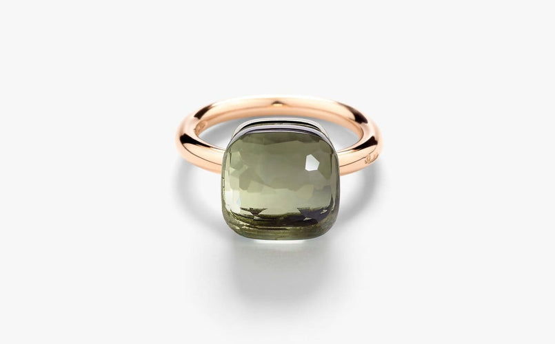 54 Anello Nudo Prasiolite Maxi Pomellato in Oro Rosa e Bianco 58 Facettes 560E26_M