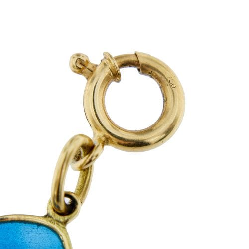 Collier Gobbi - Collier sautoir en or jaune 18 ct émail bleu et rose 58 Facettes 26094