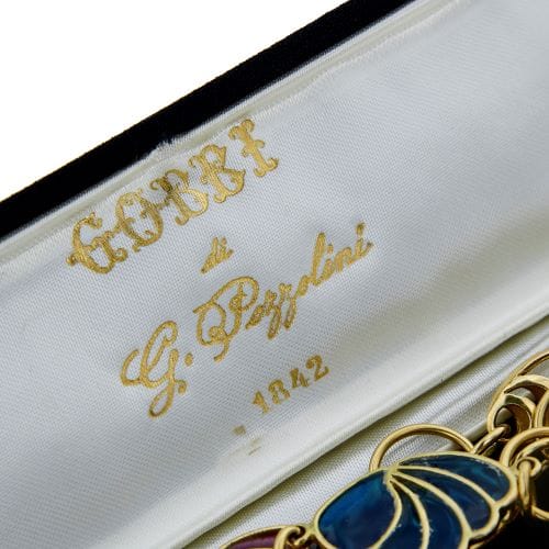 Collier Gobbi - Collier sautoir en or jaune 18 ct émail bleu et rose 58 Facettes 26094