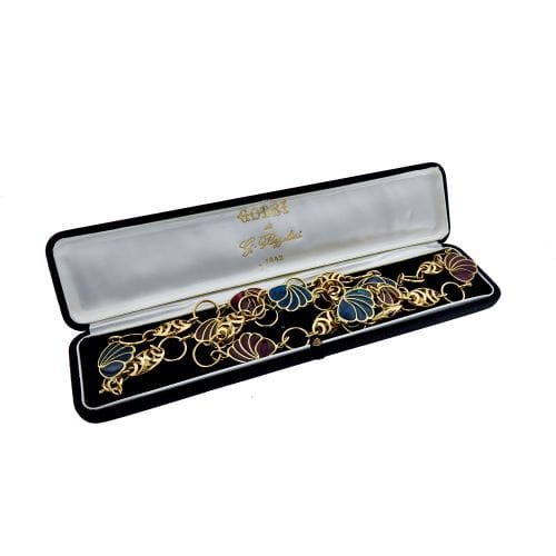 Collier Gobbi - Collier sautoir en or jaune 18 ct émail bleu et rose 58 Facettes 26094