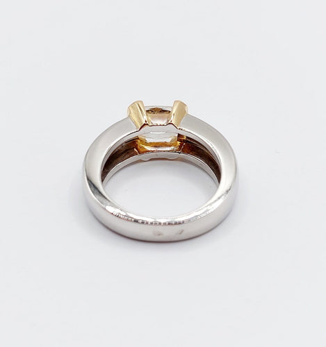 Bague 51 Bague jonc dôme vintage en or blanc 18k et diamant coussin 58 Facettes A07725