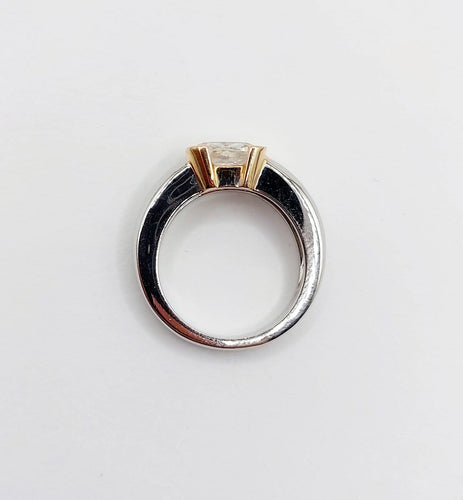 Bague 51 Bague jonc dôme vintage en or blanc 18k et diamant coussin 58 Facettes A07725