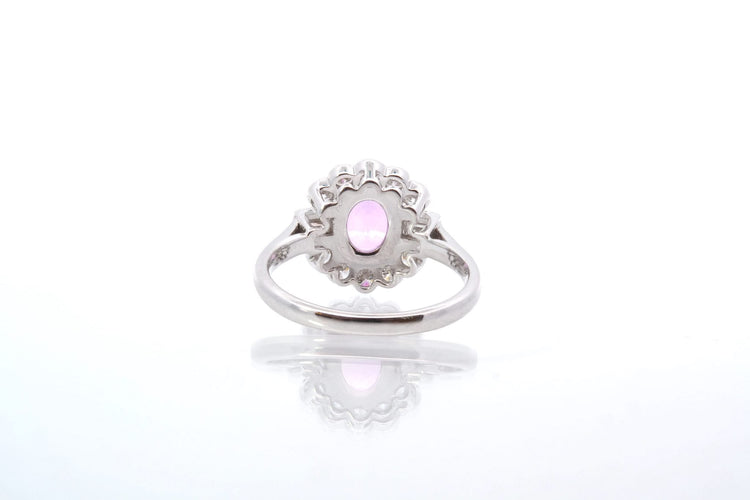 Bague 52 Bague saphir rose de Ceylan et diamants en or blanc 18k 58 Facettes 25429 25445
