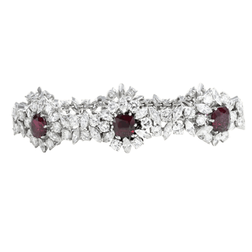 Bracelet haute joaillerie en or gris, rubis et diamants 58 Facettes OC-62100149