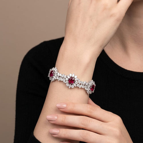 Bracelet haute joaillerie en or gris, rubis et diamants 58 Facettes OC-62100149