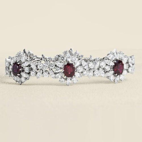 Bracelet haute joaillerie en or gris, rubis et diamants 58 Facettes OC-62100149