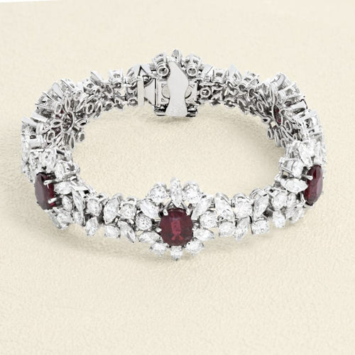 Bracelet haute joaillerie en or gris, rubis et diamants 58 Facettes OC-62100149