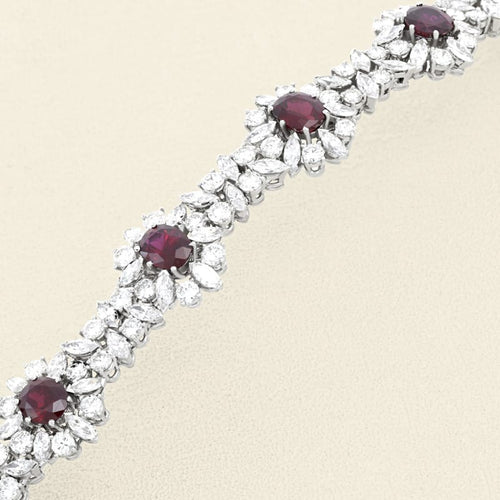 Bracelet haute joaillerie en or gris, rubis et diamants 58 Facettes OC-62100149