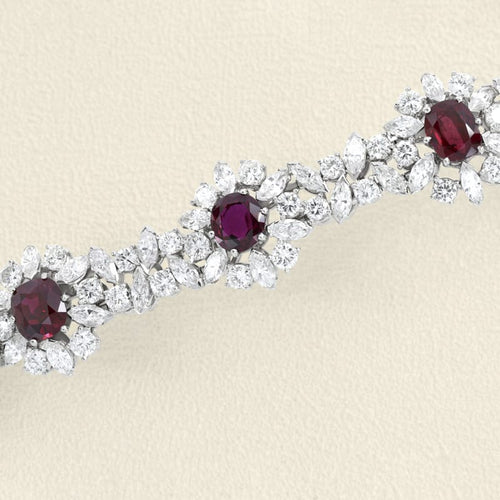 Bracelet haute joaillerie en or gris, rubis et diamants 58 Facettes OC-62100149