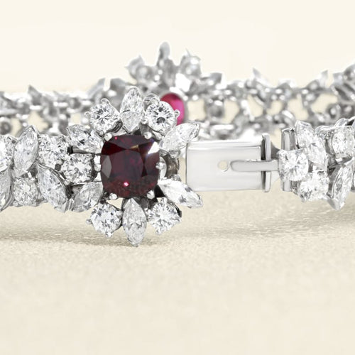 Bracelet haute joaillerie en or gris, rubis et diamants 58 Facettes OC-62100149