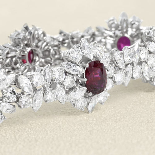 Bracelet haute joaillerie en or gris, rubis et diamants 58 Facettes OC-62100149