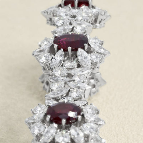 Bracelet haute joaillerie en or gris, rubis et diamants 58 Facettes OC-62100149
