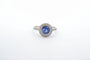 Bague 55 Bague saphir rond et diamants en platine 58 Facettes 22712 25089