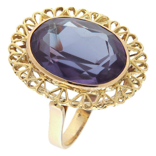 56 Bague en or jaune et corindon synthétique 58 Facettes G4013