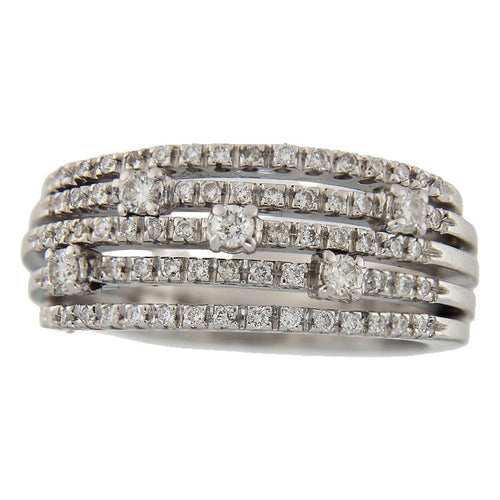 57 Bague bandeau en or blanc et diamants 58 Facettes G4012