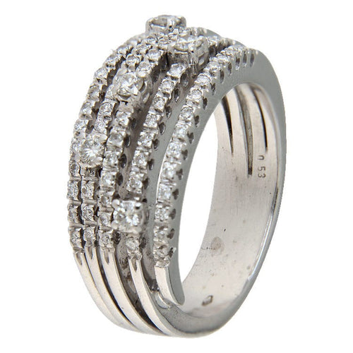 57 Bague bandeau en or blanc et diamants 58 Facettes G4012