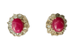 Boucles d'oreilles en or jaune 18 carats, rubis et diamants