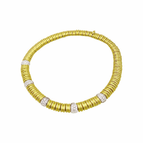 Collier Collier godronné en or jaune, or blanc et diamants 58 Facettes 35971