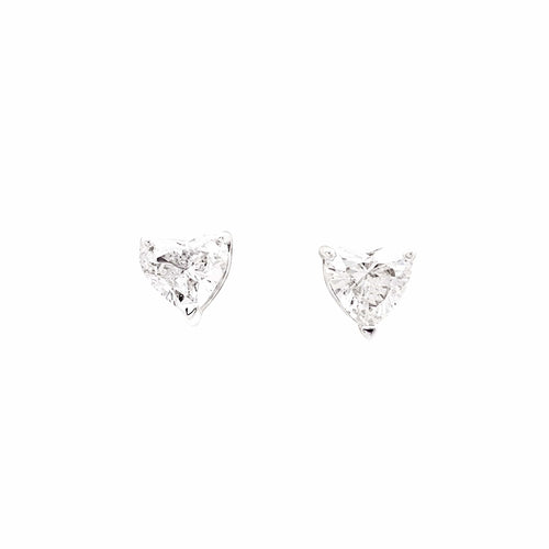 Boucles d'oreilles Boucles d'oreilles puces en or blanc et diamants cœur 58 Facettes 35970