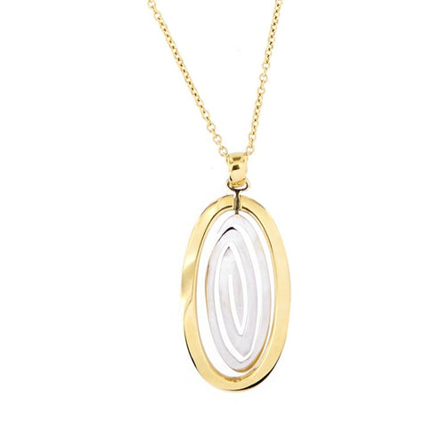 Collier Collier - Chaîne maille rolo en or 18 ct avec pendentif ovale bicolore 58 Facettes 23921