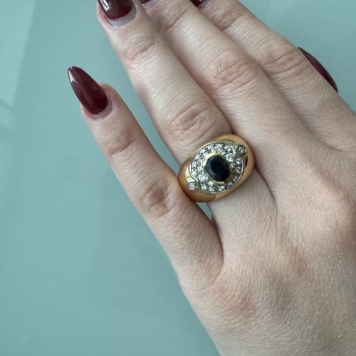 Bague 58 Bague en or jaune 18 ct avec saphir et diamants 58 Facettes 29997