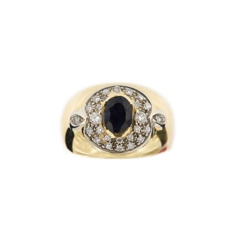 Bague 58 Bague en or jaune 18 ct avec saphir et diamants 58 Facettes 29997