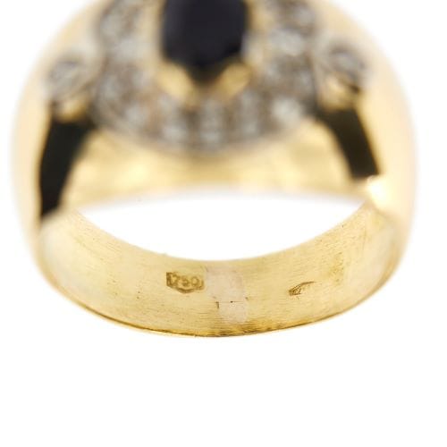 Bague 58 Bague en or jaune 18 ct avec saphir et diamants 58 Facettes 29997
