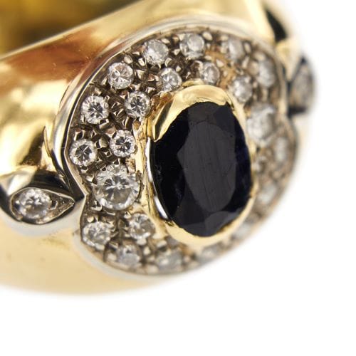 Bague 58 Bague en or jaune 18 ct avec saphir et diamants 58 Facettes 29997