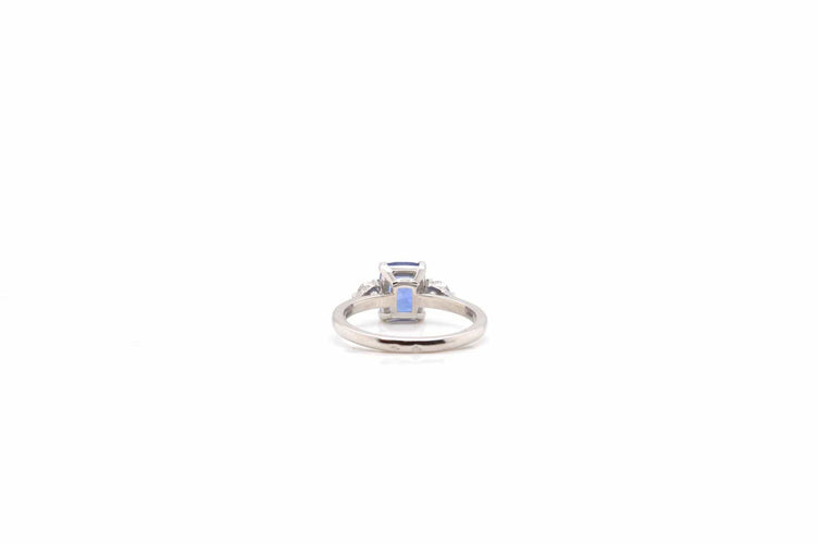 Bague 53 Bague saphir de Ceylan et diamants en platine 58 Facettes 24456 / 24745