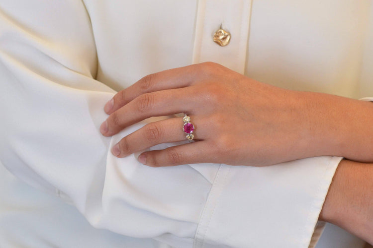 Bague 53 Bague en platine au saphir rose et diamants 58 Facettes 24833 25204