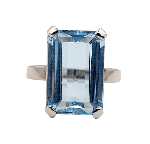 Bague 49.5 Bague cocktail Art déco en or blanc et aigue-marine 58 Facettes A07729