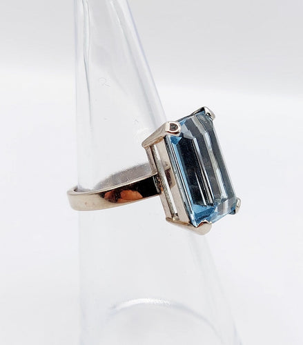 Bague 49.5 Bague cocktail Art déco en or blanc et aigue-marine 58 Facettes A07729