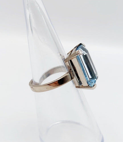 Bague 49.5 Bague cocktail Art déco en or blanc et aigue-marine 58 Facettes A07729