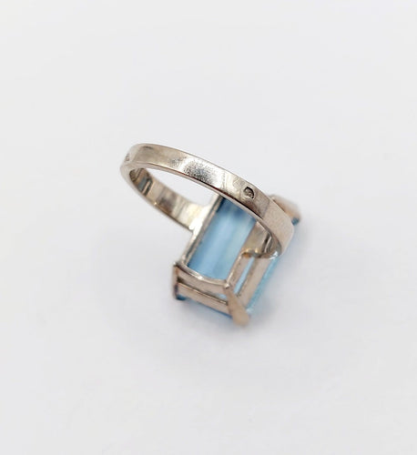 Bague 49.5 Bague cocktail Art déco en or blanc et aigue-marine 58 Facettes A07729
