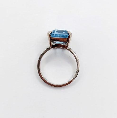 Bague 49.5 Bague cocktail Art déco en or blanc et aigue-marine 58 Facettes A07729