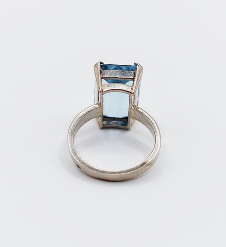 Bague 49.5 Bague cocktail Art déco en or blanc et aigue-marine 58 Facettes A07729