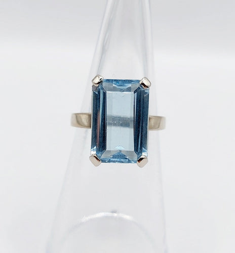 Bague 49.5 Bague cocktail Art déco en or blanc et aigue-marine 58 Facettes A07729