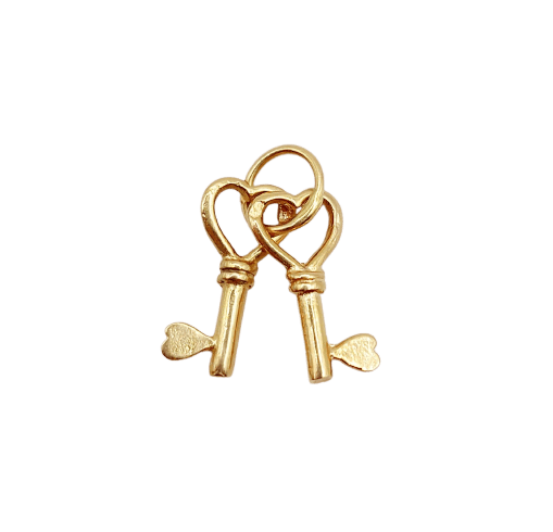 Pendentif vintage clés en cœur en or jaune 18K 58 Facettes A07695