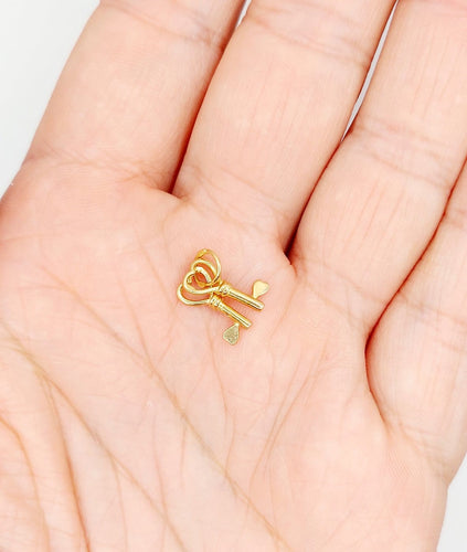 Pendentif vintage clés en cœur en or jaune 18K 58 Facettes A07695