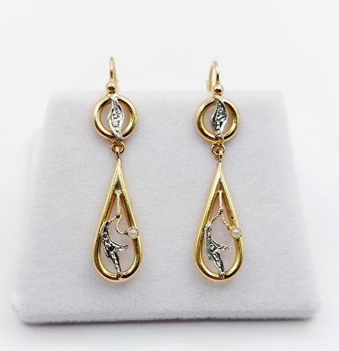 Dormeuses Art nouveau en or 18k et perles 58 Facettes A07696