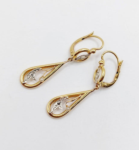 Dormeuses Art nouveau en or 18k et perles 58 Facettes A07696