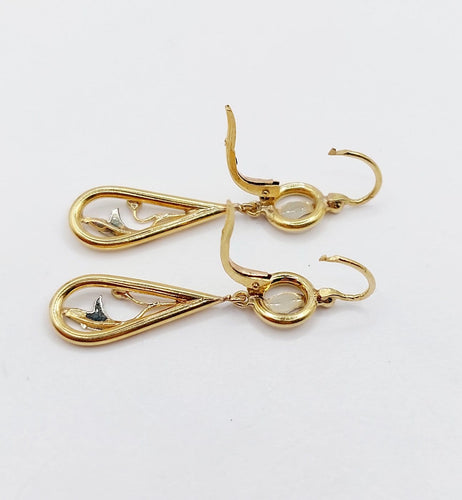 Dormeuses Art nouveau en or 18k et perles 58 Facettes A07696
