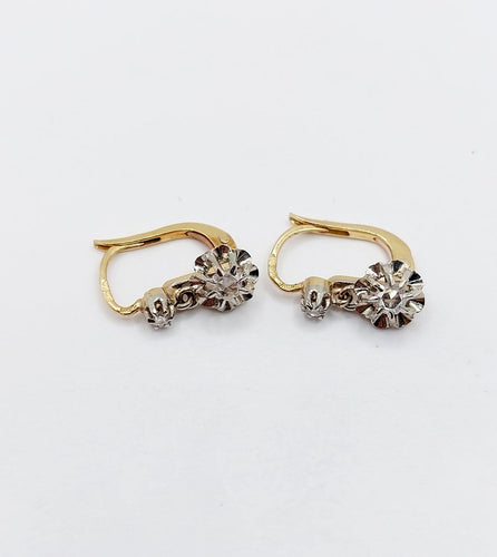 Dormeuses - Boucles d'oreilles en or 18k et diamants taille rose 58 Facettes A07699