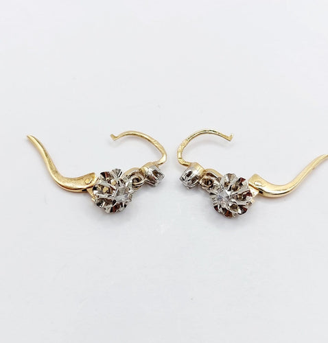 Dormeuses - Boucles d'oreilles en or 18k et diamants taille rose 58 Facettes A07699