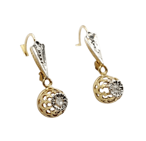 Dormeuses - Boucles d'oreilles en or 18k et diamants taille rose 58 Facettes A07697