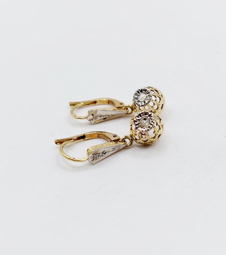 Dormeuses - Boucles d'oreilles en or 18k et diamants taille rose 58 Facettes A07697